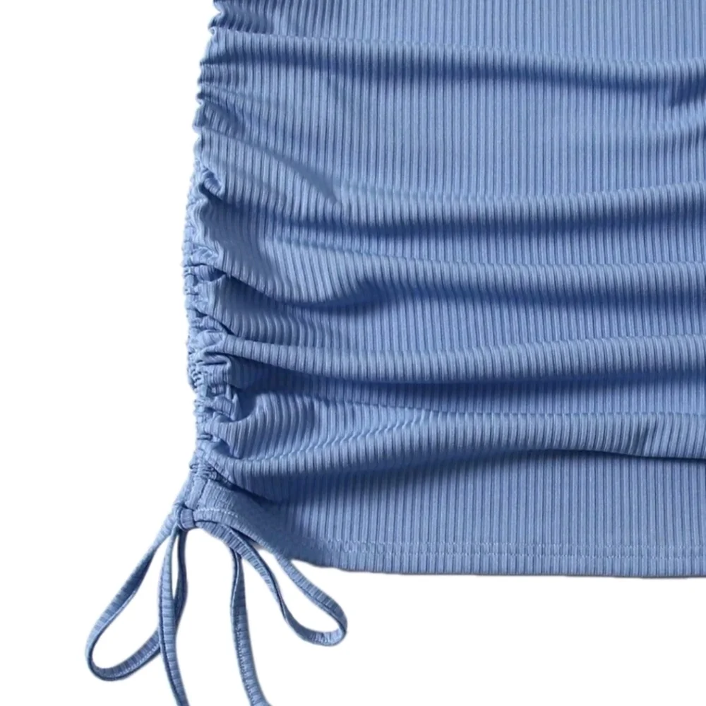 Drawstring Side Rib-knit Bodycon Dress - Picture 4 of 5